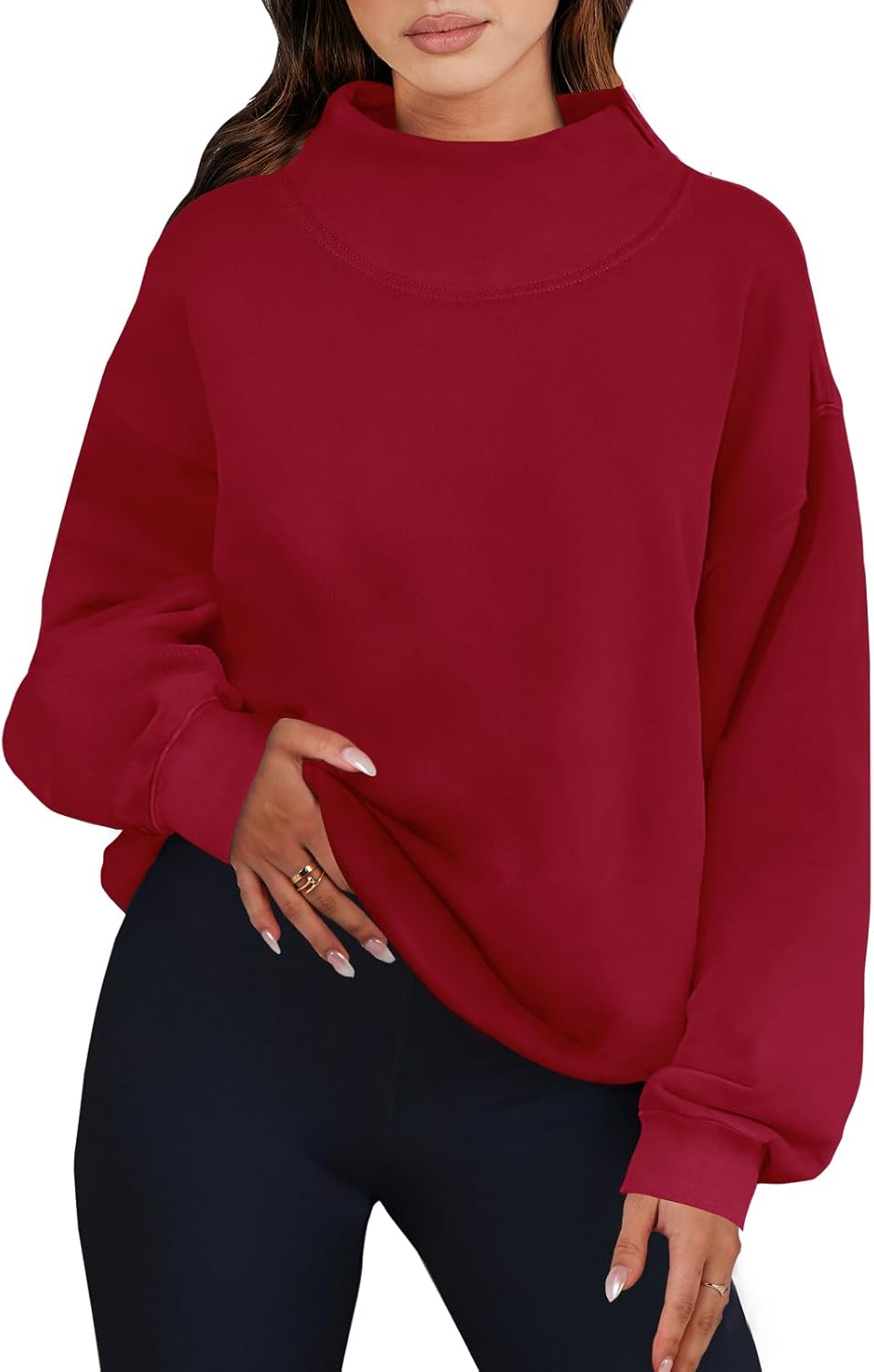 ANRABESS Womens Oversized Sweatshirts Turtleneck Pullover Long Sleeve Hoodies Tops 2025 Fall Fashion Preppy Outfits