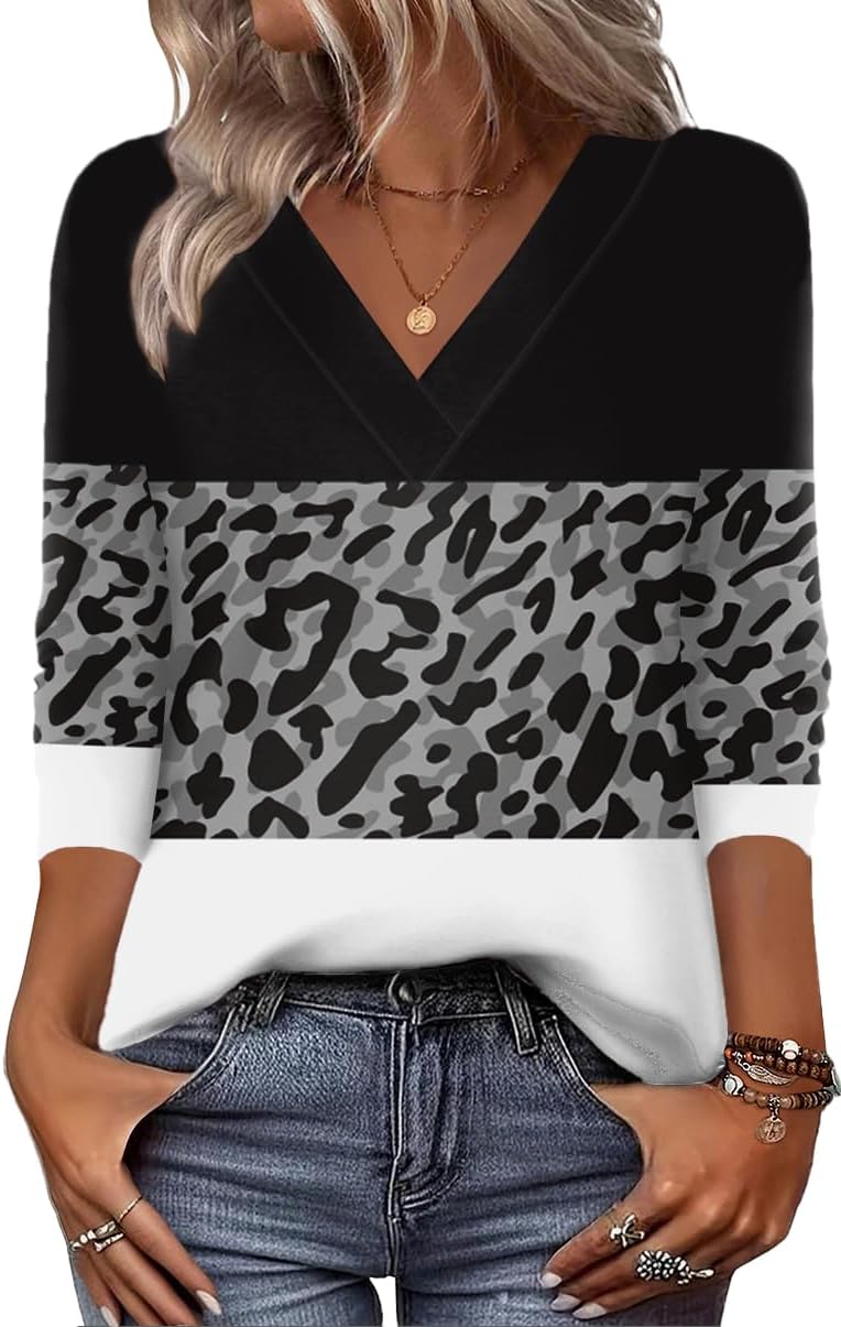 Zeagoo Women Long Sleeve Tops Dressy Casual V Neck Tshirts Basics Tee 2025 Fall Trendy Clothes S-2XL