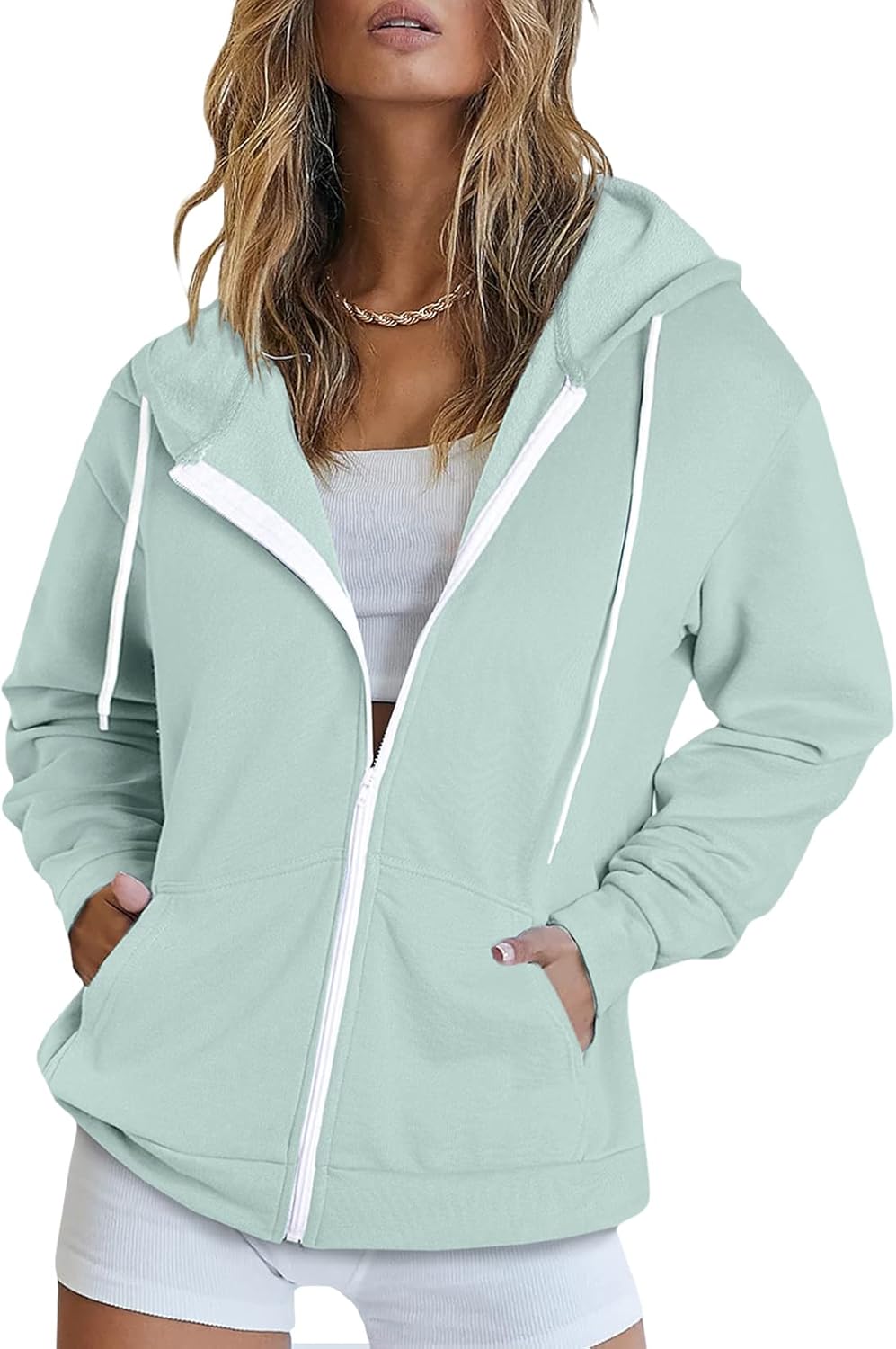 Dokotoo Women's Full Zip Up Hoodie Long Sleeve Hooded Sweatshirts Pockets Jacket Coat for Women