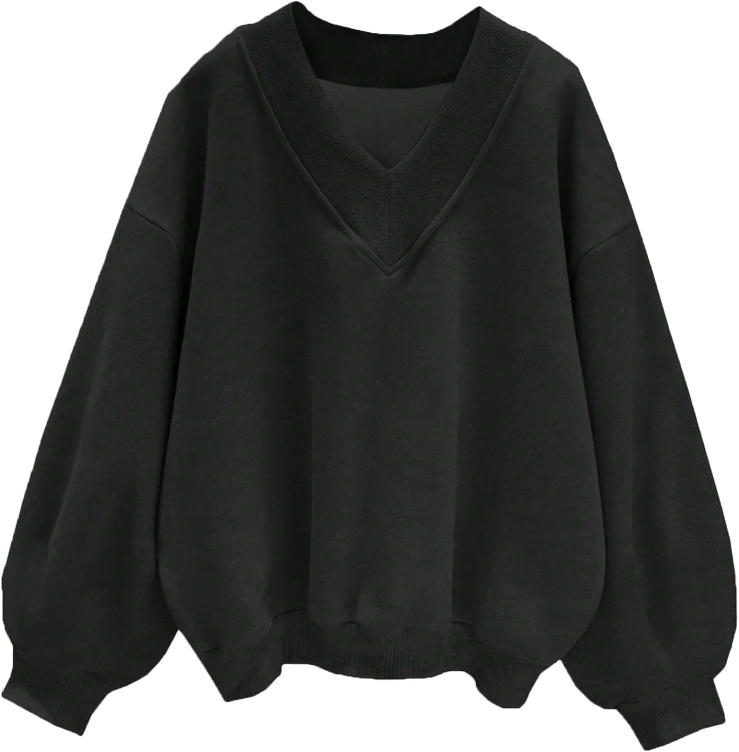 Remidoo Oversized Sweatshirt for Women V Neck Sweatshirts Casual Fleece Long Sleeve Pullover Top