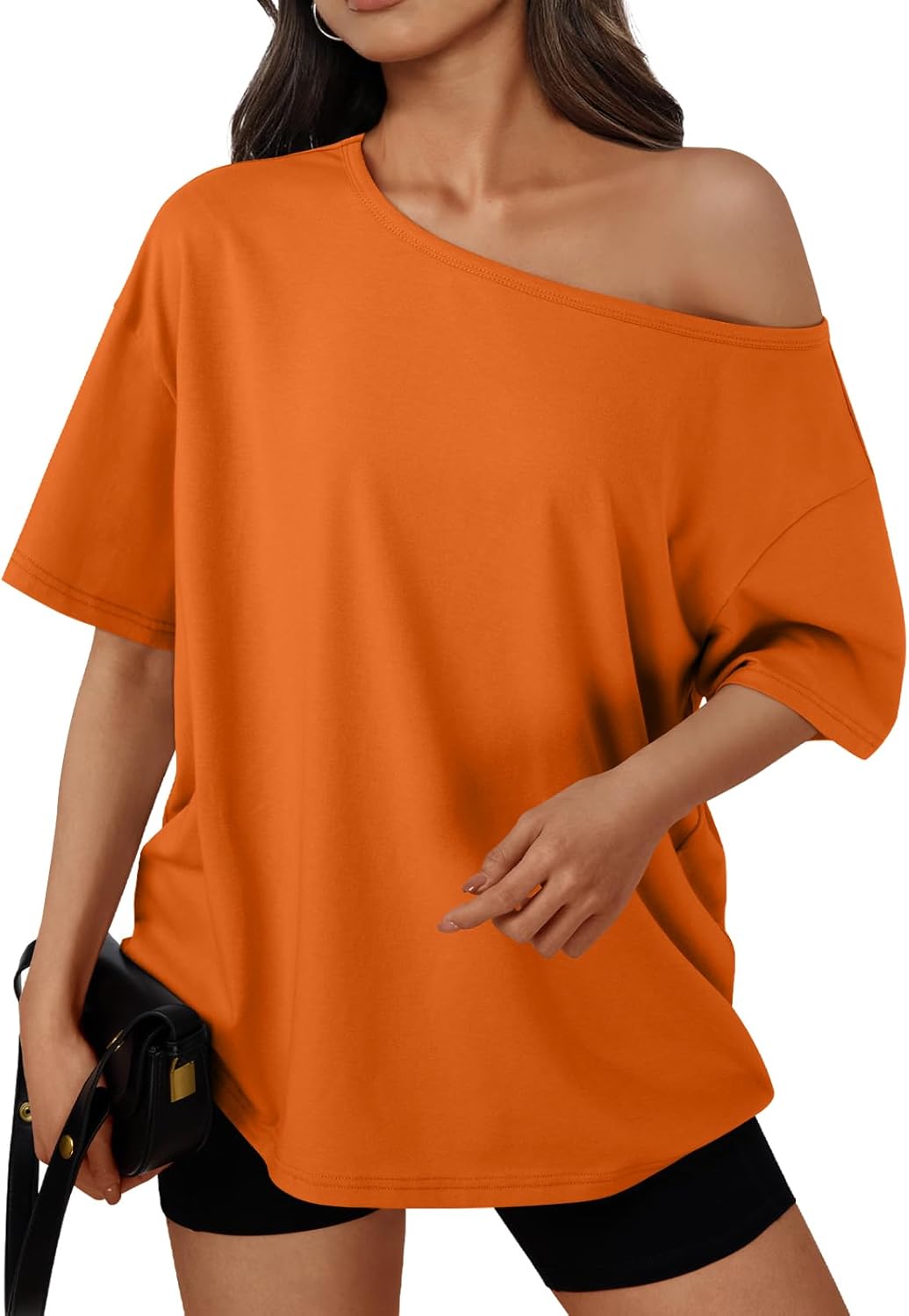Trendy Queen Womens Off The Shoulder Tops Oversized T-Shirts Short Sleeve Tees Summer 2025 Casual Spring Fashion Clothes