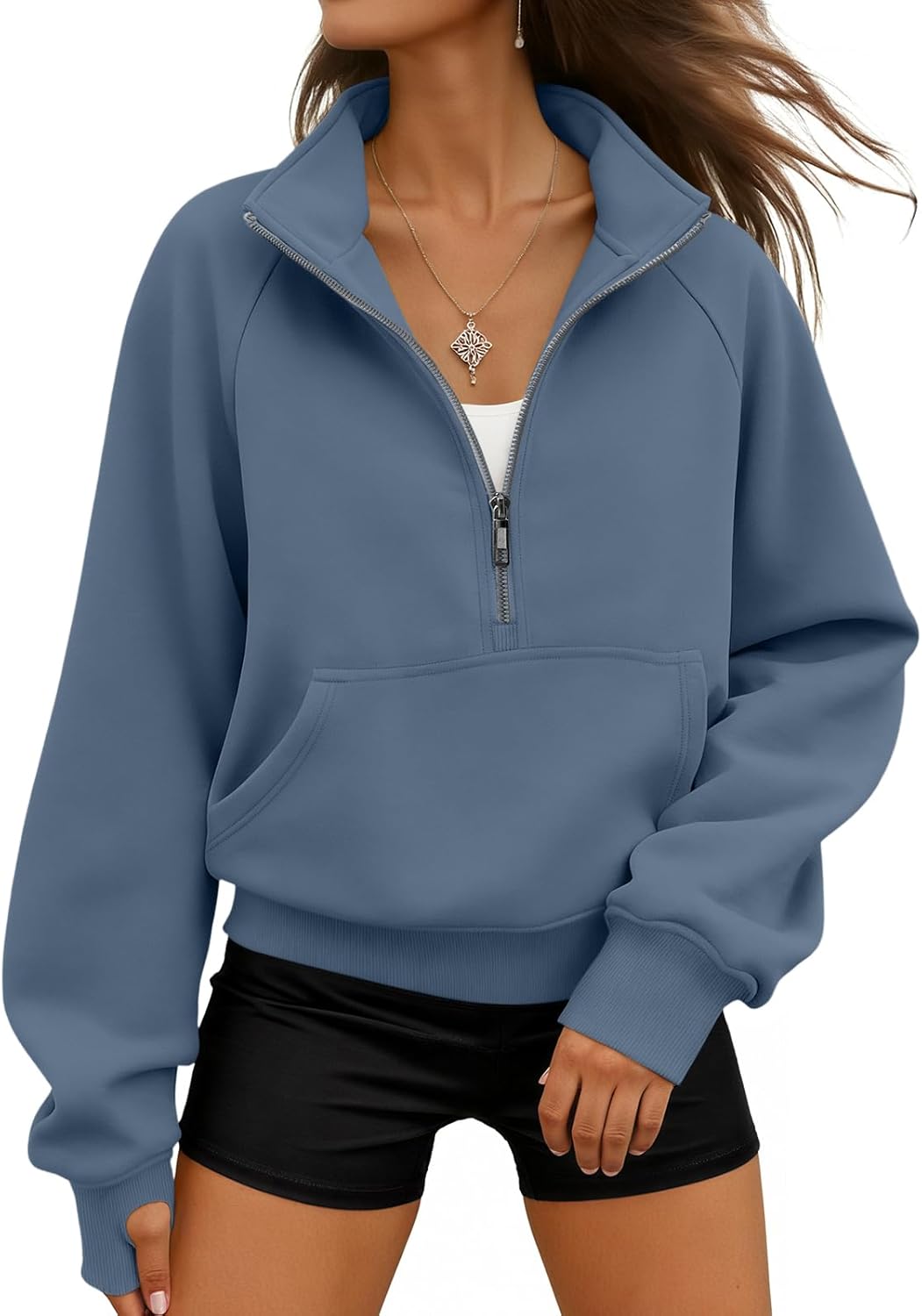 WYNNQUE Womens Sweatshirts Hoodies 2025 Fall Fashion Clothes Half Zip Pullover Cropped Fleece Sweaters Workout Soft Outfits