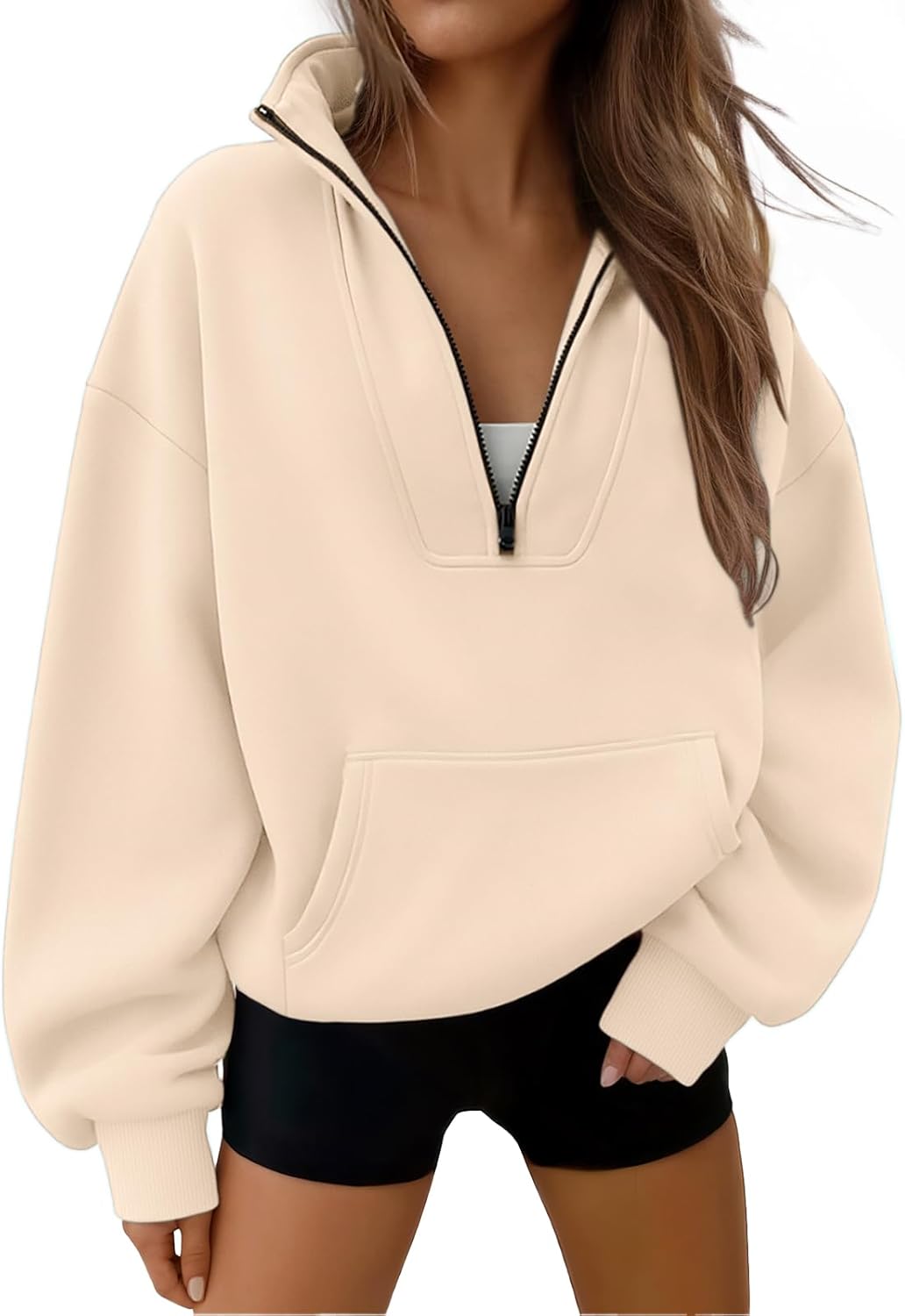 Trendy Queen Womens Sweatshirts Quarter Half Zip Pullover Oversized Hoodies Fall Fashion 2025 Winter Fleece Jackets Sweaters