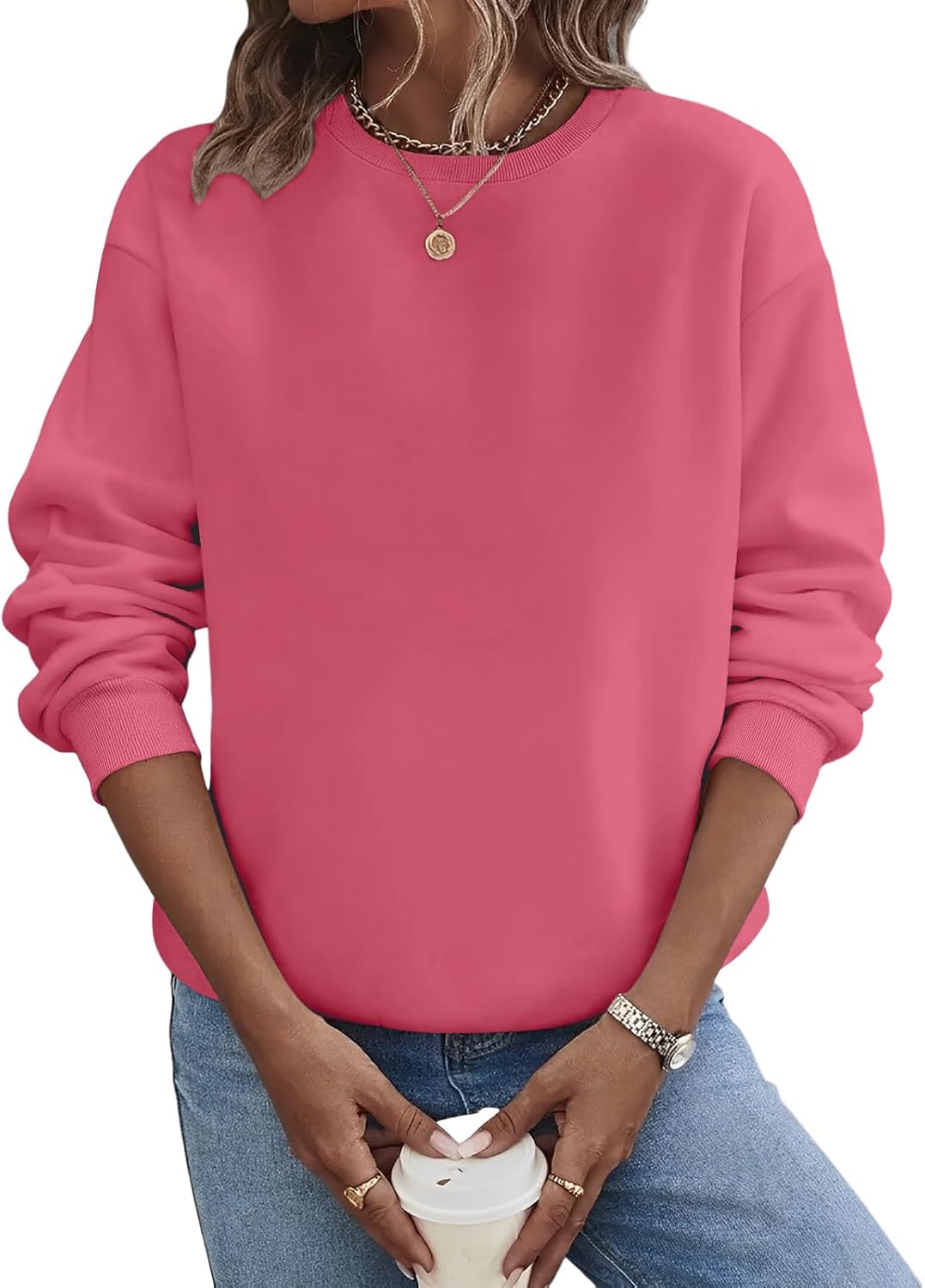 TICTICMIMI Women's Casual Crewneck Sweatshirts Long Sleeve Tops Loose Fit Fall Shirts