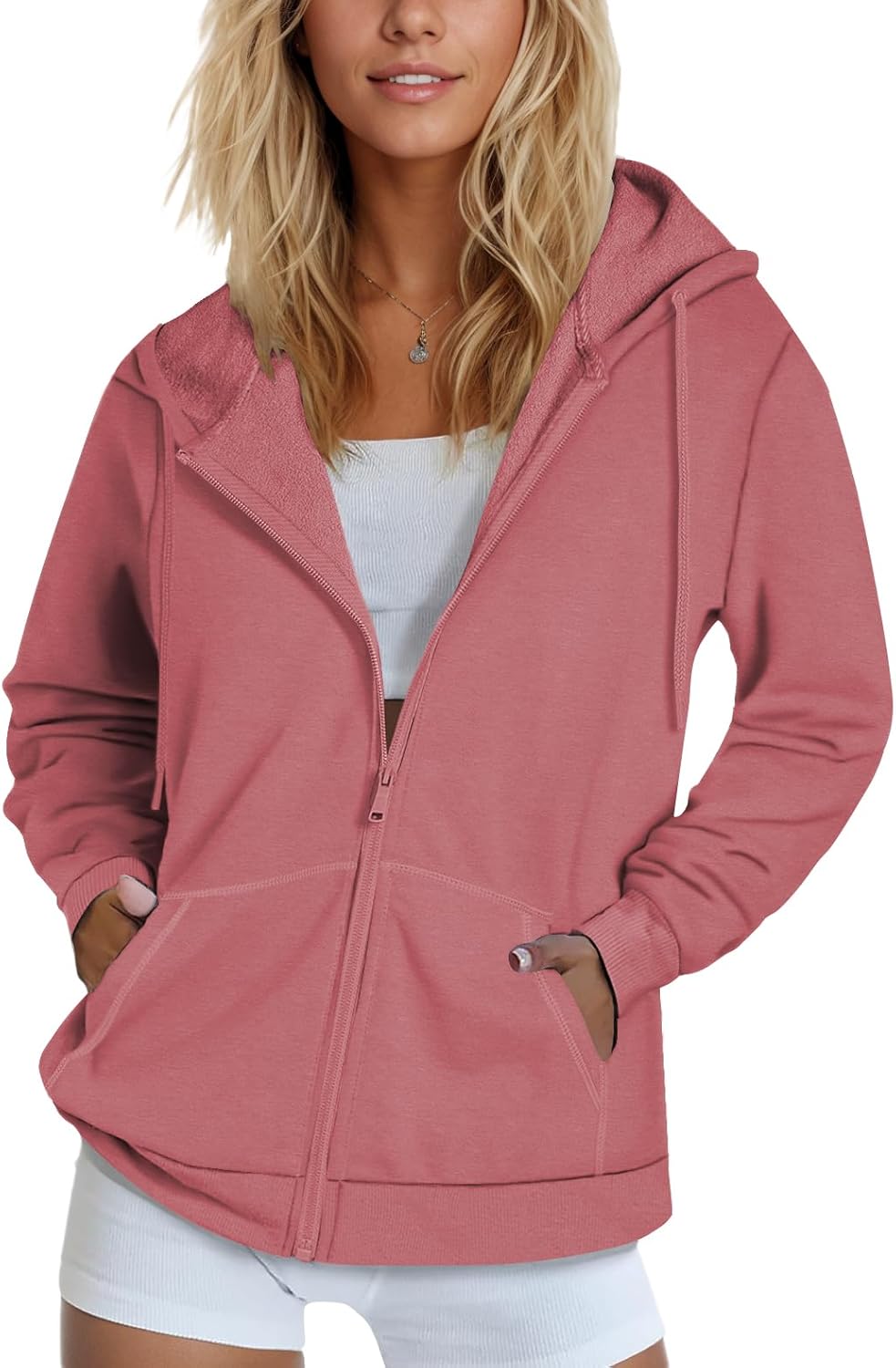 SMENG Womens Zip Up Hoodies Long Sleeve Fit Hooded Sweatshirts 2025 Casual Lightweight Jacket
