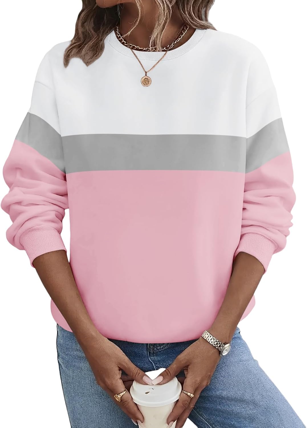 TICTICMIMI Women's Casual Crewneck Sweatshirts Long Sleeve Tops Loose Fit Fall Shirts