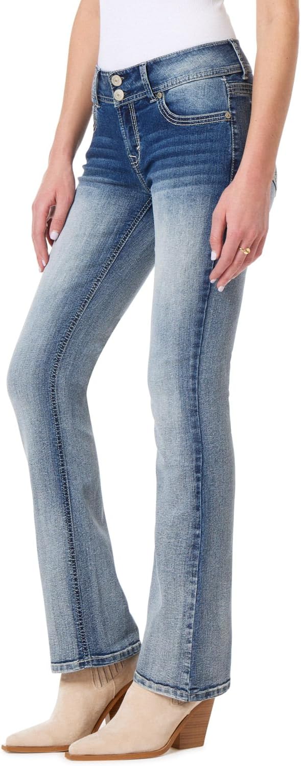 WallFlower Luscious Curvy Bootcut Jeans for Women, Mid-Rise Insta Stretch Denim, Size-Inclusive Juniors Jeans, Sizes 0 to 24