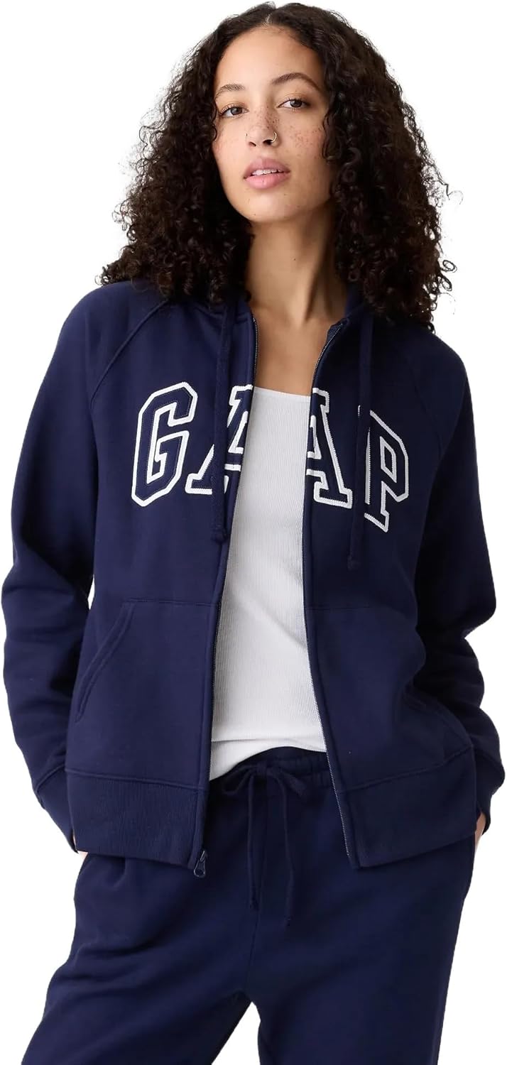 GAP womens Logo Hoodie Hooded Full Zip Sweatshirt