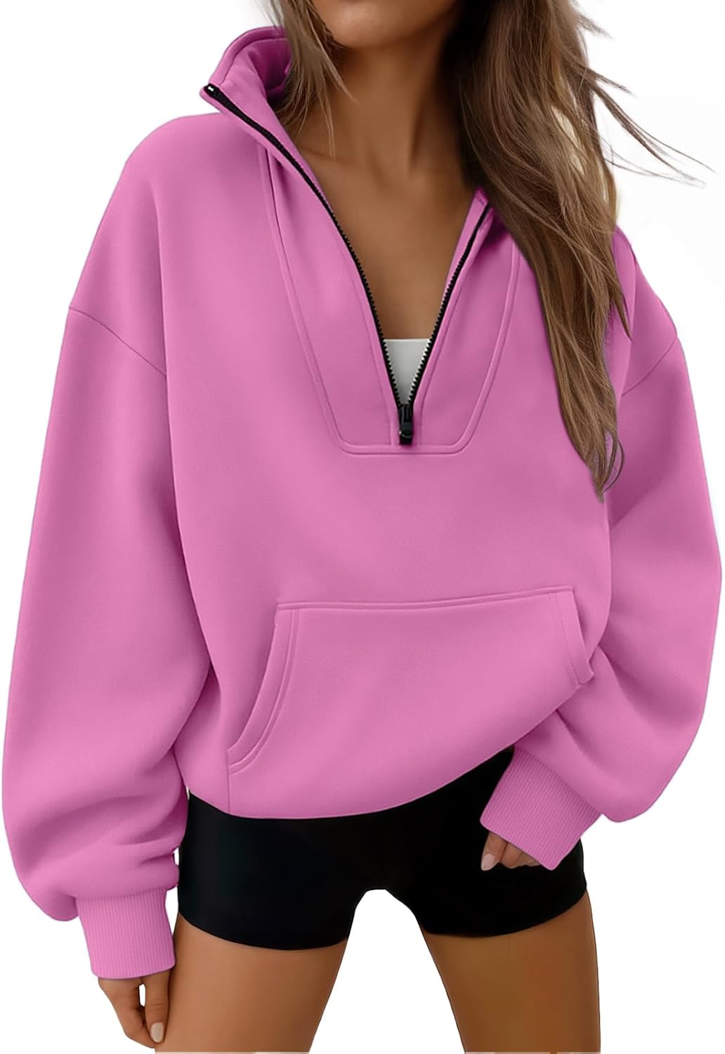 Trendy Queen Womens Sweatshirts Quarter Half Zip Pullover Oversized Hoodies Fall Fashion 2025 Winter Fleece Jackets Sweaters