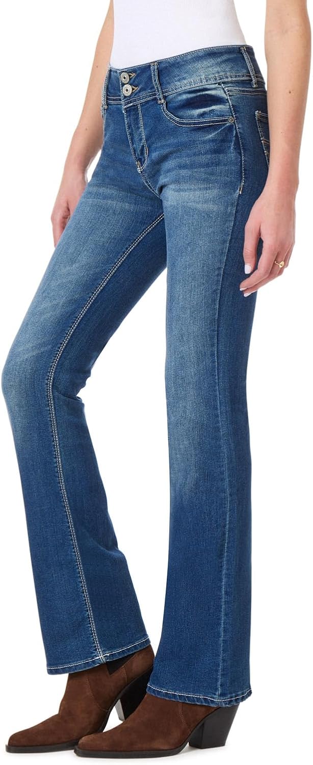 WallFlower Luscious Curvy Bootcut Jeans for Women, Mid-Rise Insta Stretch Denim, Size-Inclusive Juniors Jeans, Sizes 0 to 24