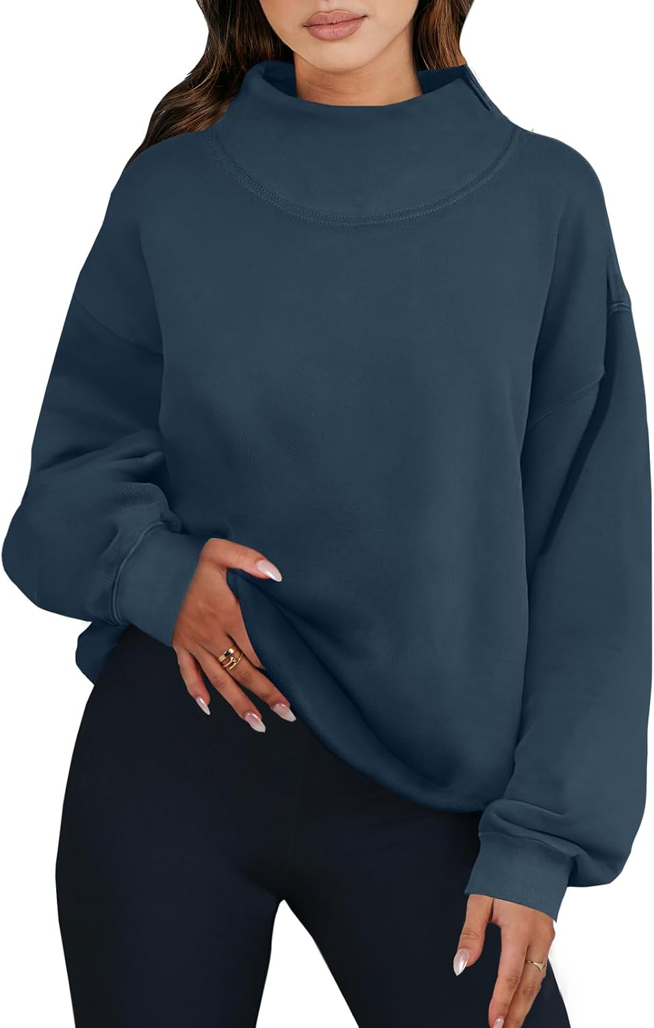 ANRABESS Womens Oversized Sweatshirts Turtleneck Pullover Long Sleeve Hoodies Tops 2025 Fall Fashion Preppy Outfits