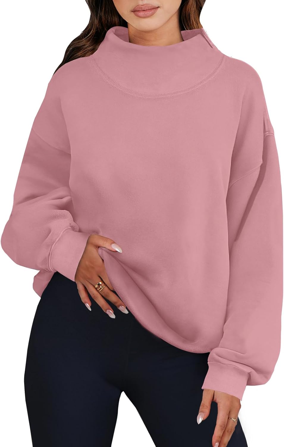 ANRABESS Womens Oversized Sweatshirts Turtleneck Pullover Long Sleeve Hoodies Tops 2025 Fall Fashion Preppy Outfits