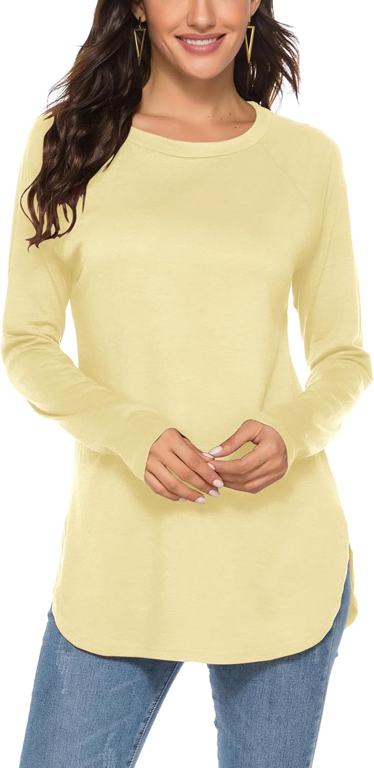 Newchoice Women's Casual Batwing Long Sleeve T Shirt Round Neck Basic Loose Tunic Tops