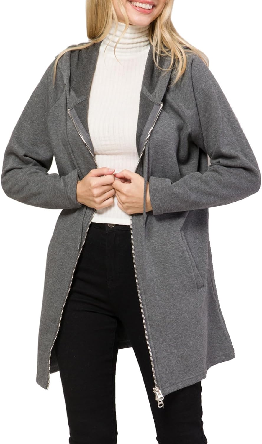 Design by Olivia Women's Casual Oversized Loose Fit Zip Up Pullover Hoodie Tunic Sweatshirt Jacket Fall Outfits (S-3X)