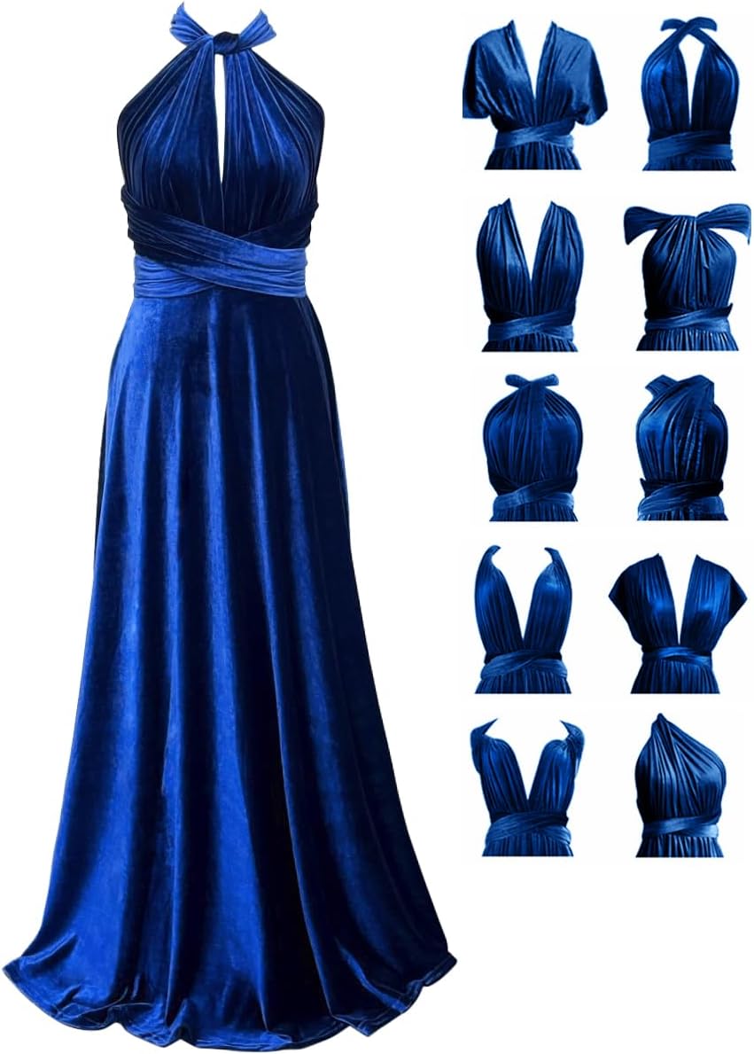 Velvet Infinity Dress with Bandeau, Convertible Bridesmaid Dresses, Multiway Wrap Maxi Long Formal Dress for Wedding Guest