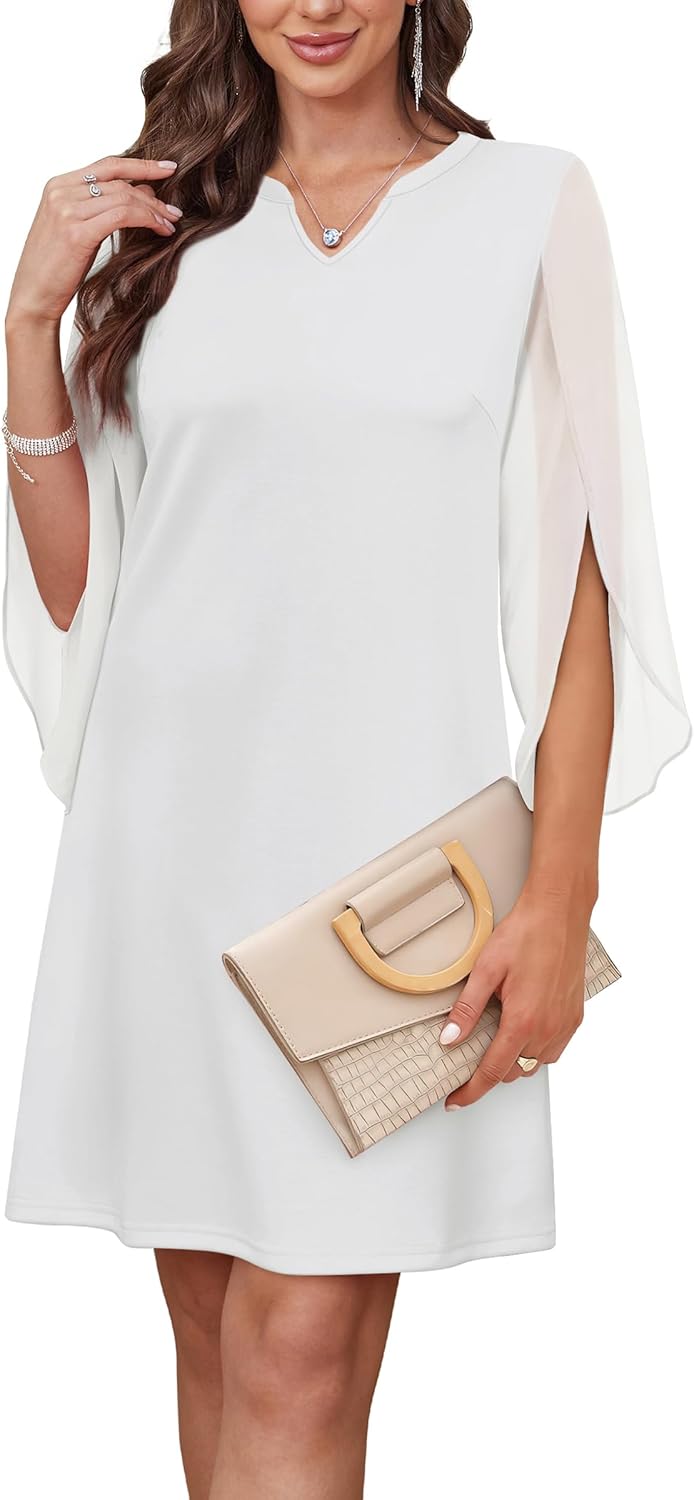 RUMIA Cocktail Dresses for Women Chiffon Sleeve Wedding Guest Dress (XS-3XL)