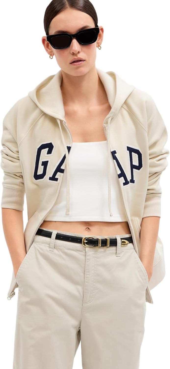 GAP womens Logo Hoodie Hooded Full Zip Sweatshirt