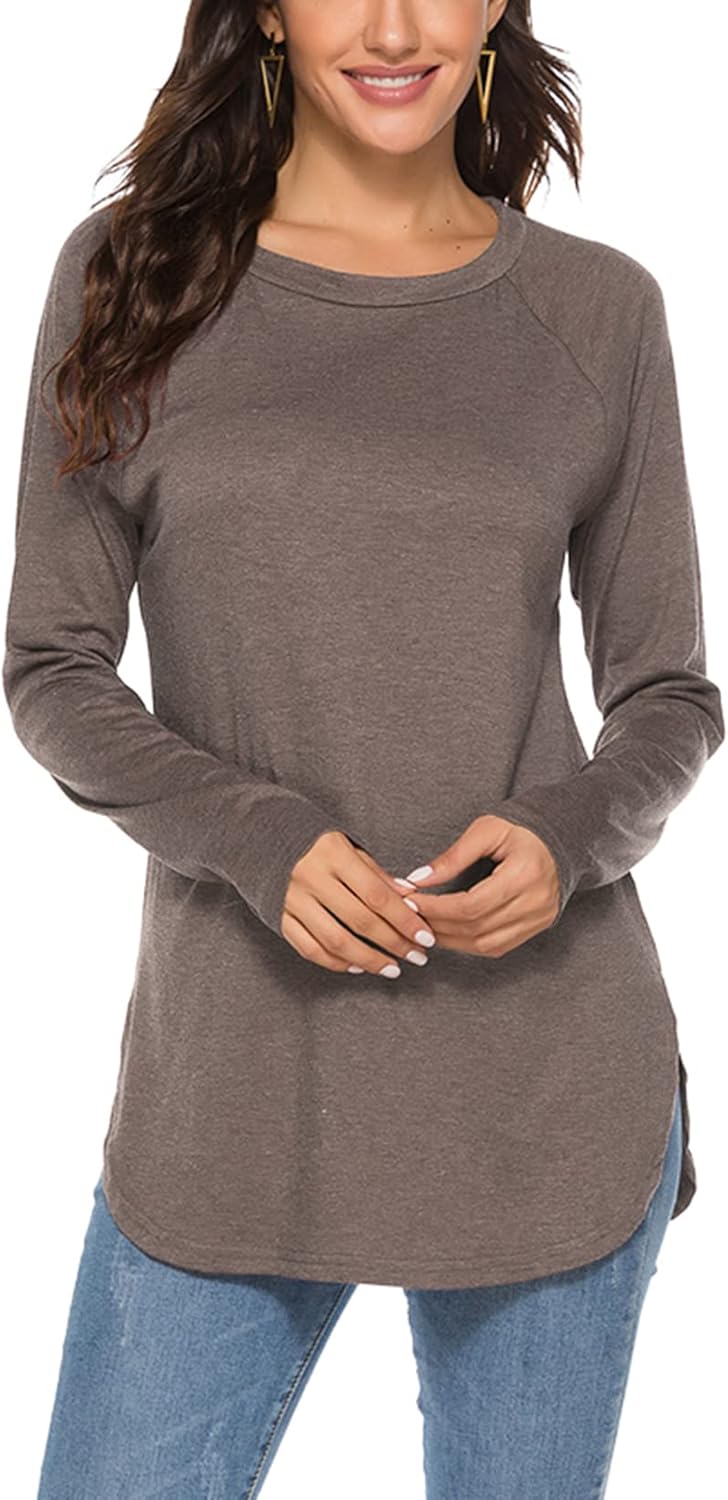 Newchoice Women's Casual Batwing Long Sleeve T Shirt Round Neck Basic Loose Tunic Tops