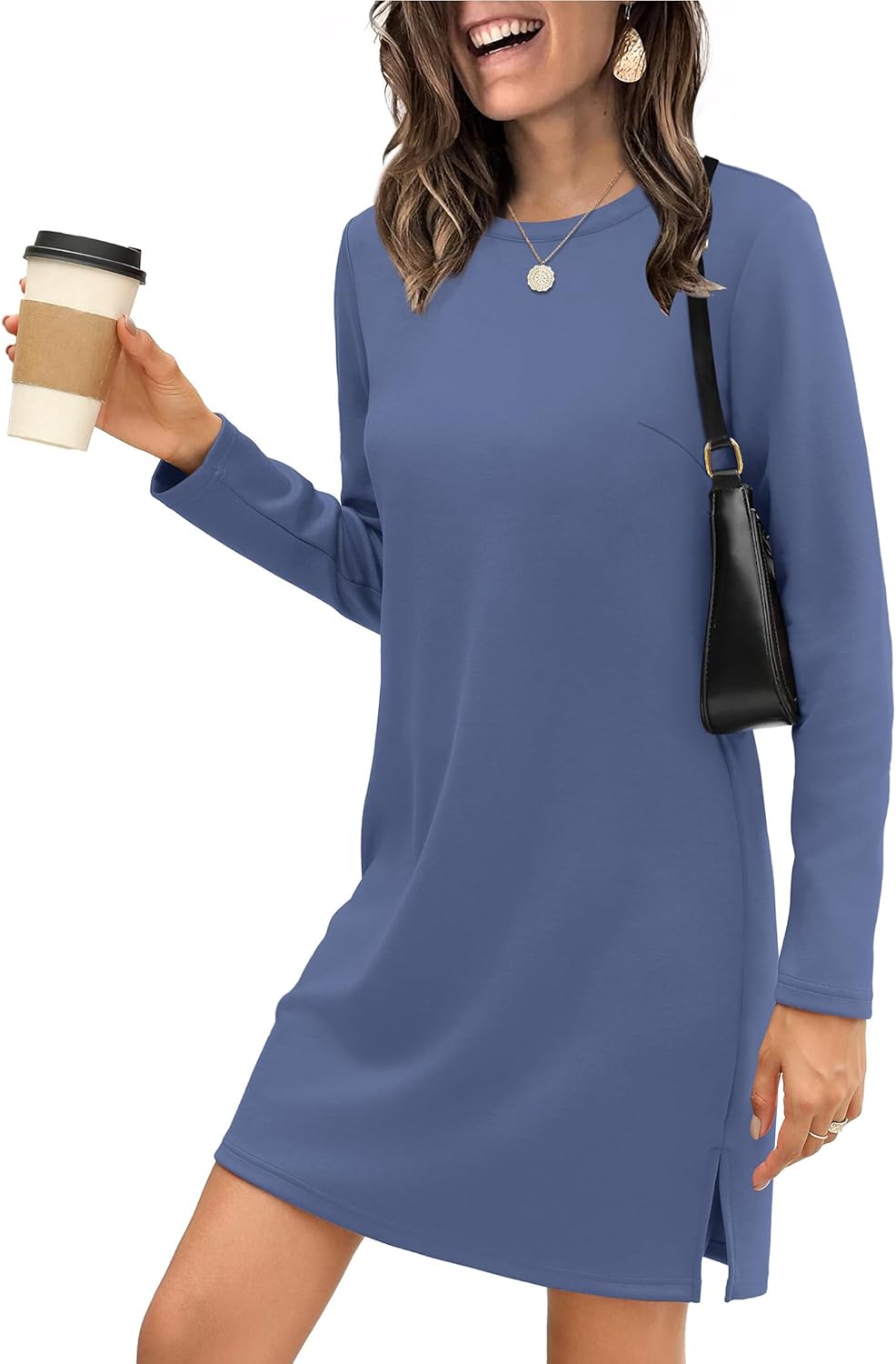 SAMPEEL Dresses for Women 2025 Casual Long Sleeve Cozy Tshirt Dress Fashion Fall Outfits