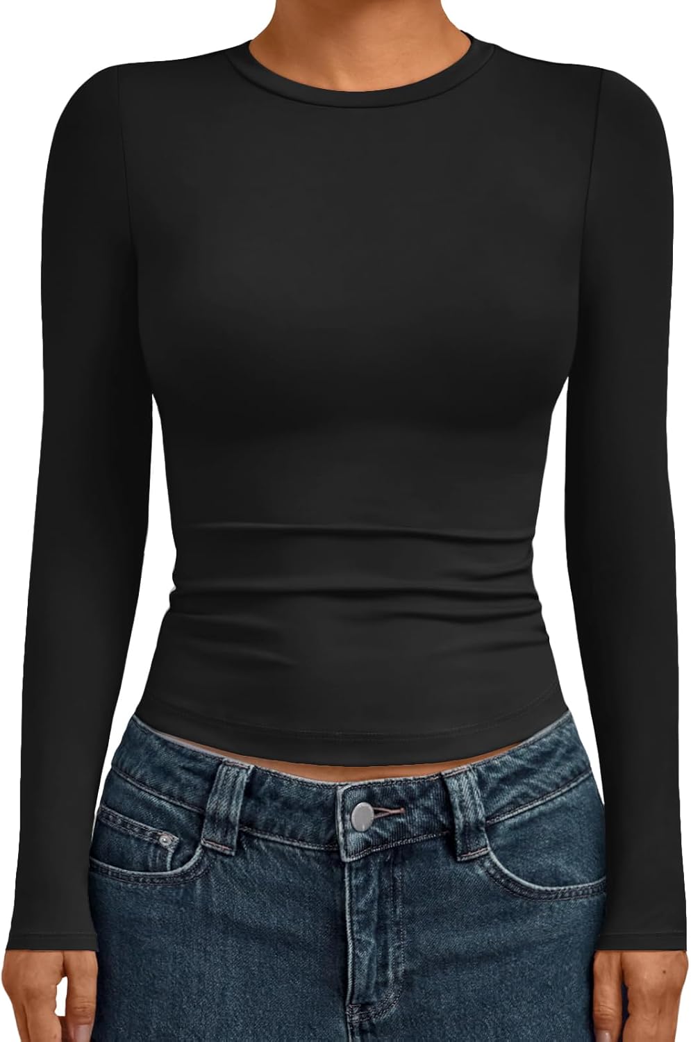 AUTOMET Womens Long Sleeve Shirts Basic Compression Going Out Crop Tops Fall Fashion Y2K Clothes 2025