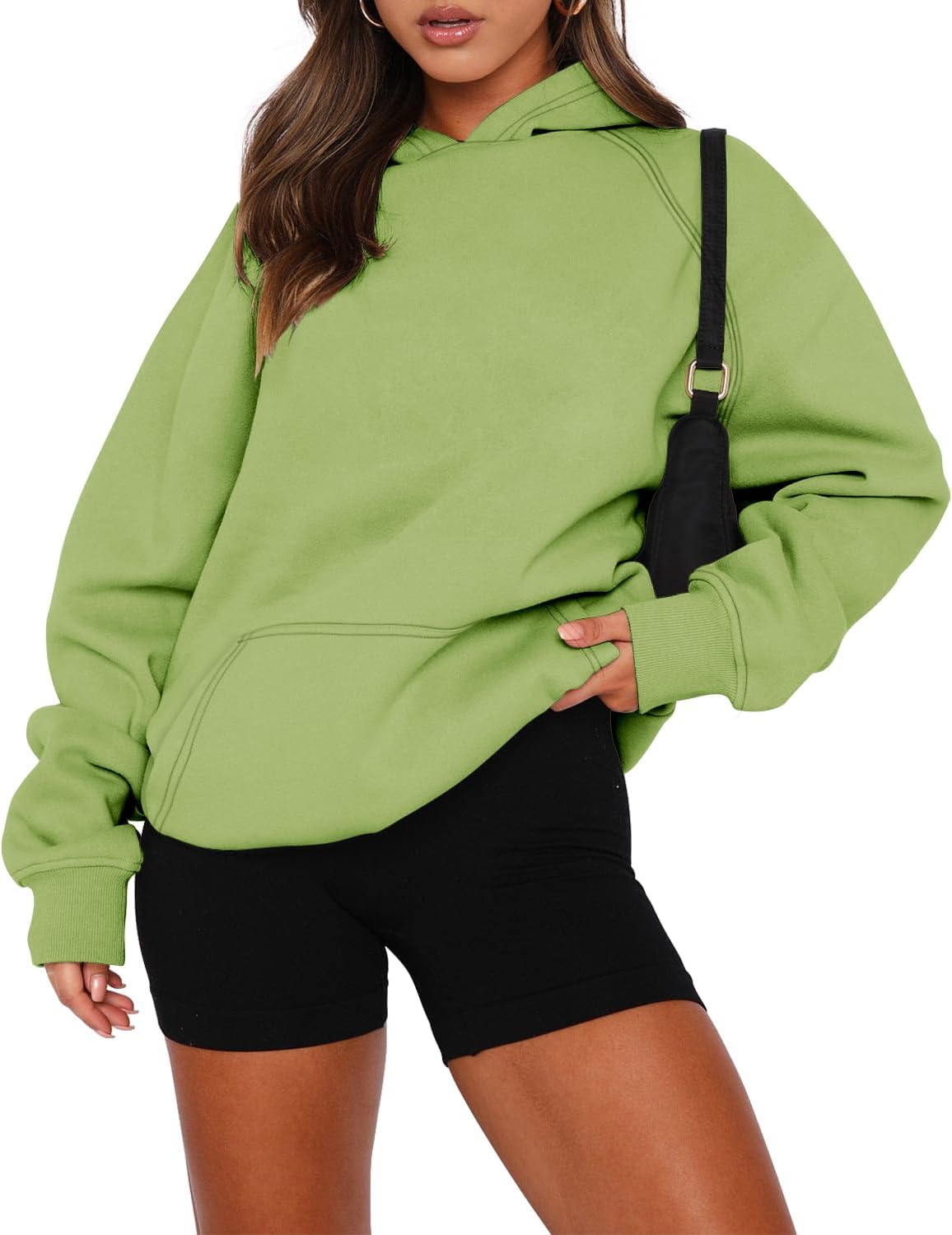 onlypuff Women Pullover Sweatshirt Long Sleeve Hoodies Kangaroo Pocket Fleece Basic Sweater