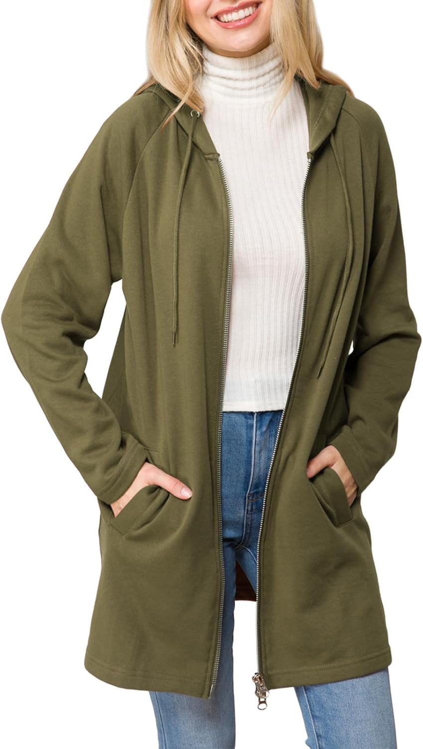 Design by Olivia Women's Casual Oversized Loose Fit Zip Up Pullover Hoodie Tunic Sweatshirt Jacket Fall Outfits (S-3X)