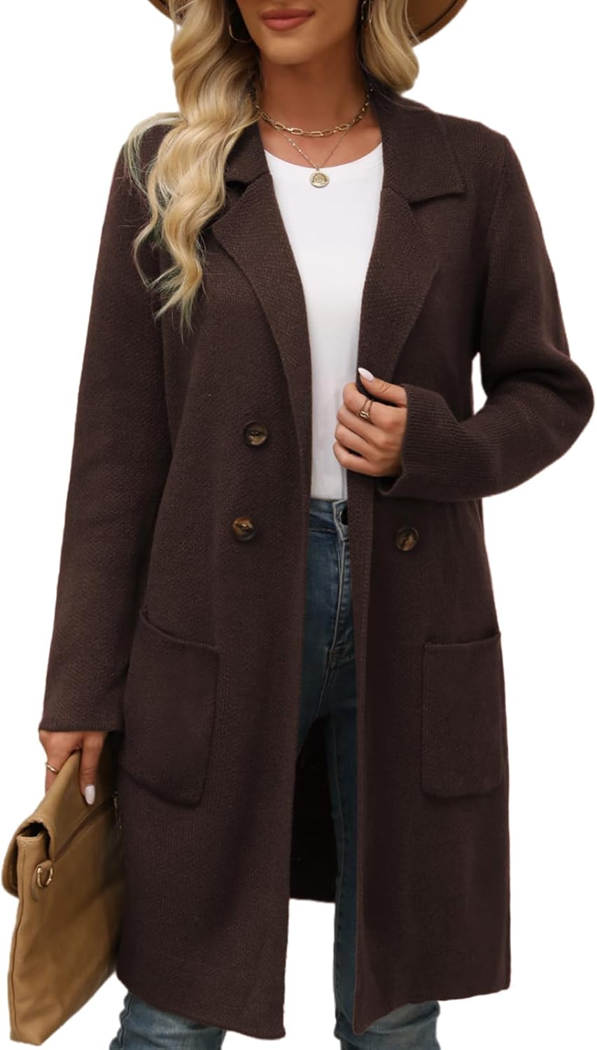 CiCiBird Women Fall Long Cardigan Sweater Trendy Knit Jacket Coat Dressy Blazer Coatigan