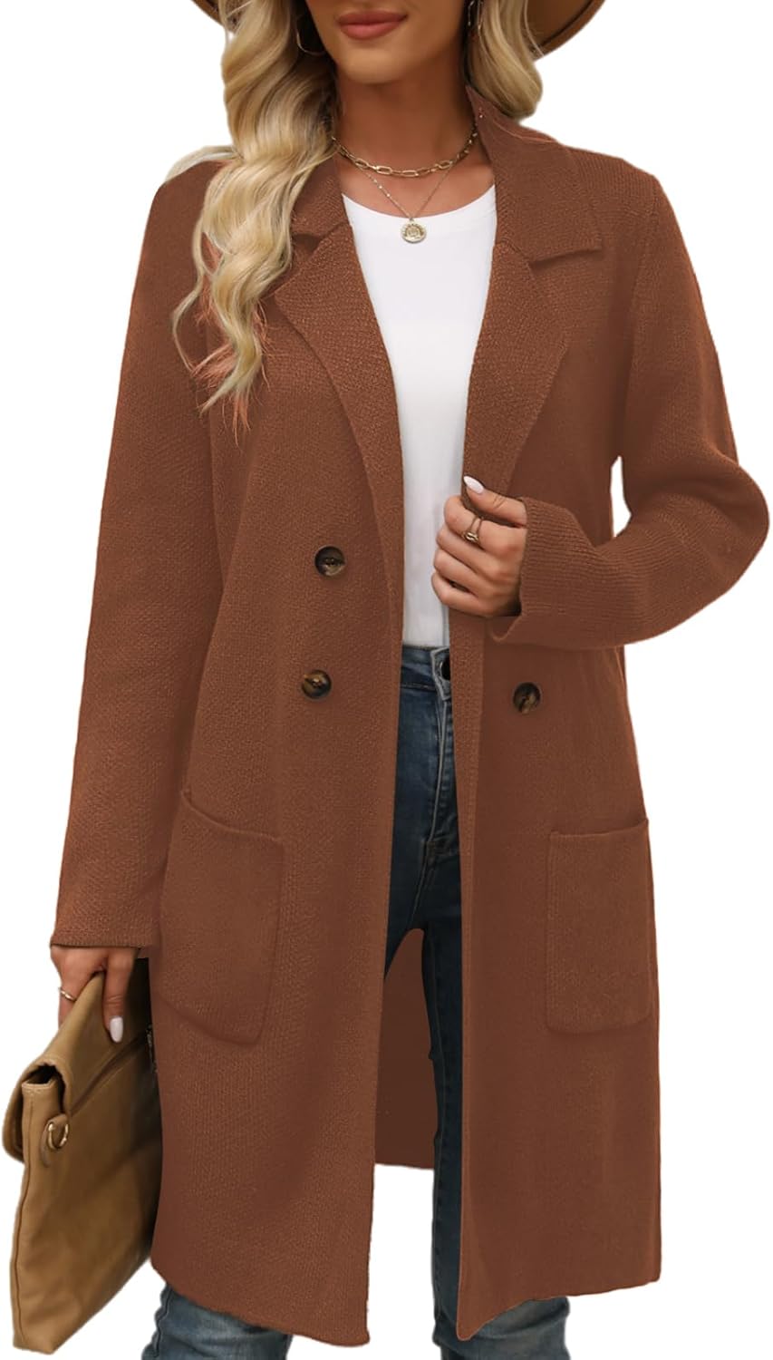 CiCiBird Women Fall Long Cardigan Sweater Trendy Knit Jacket Coat Dressy Blazer Coatigan