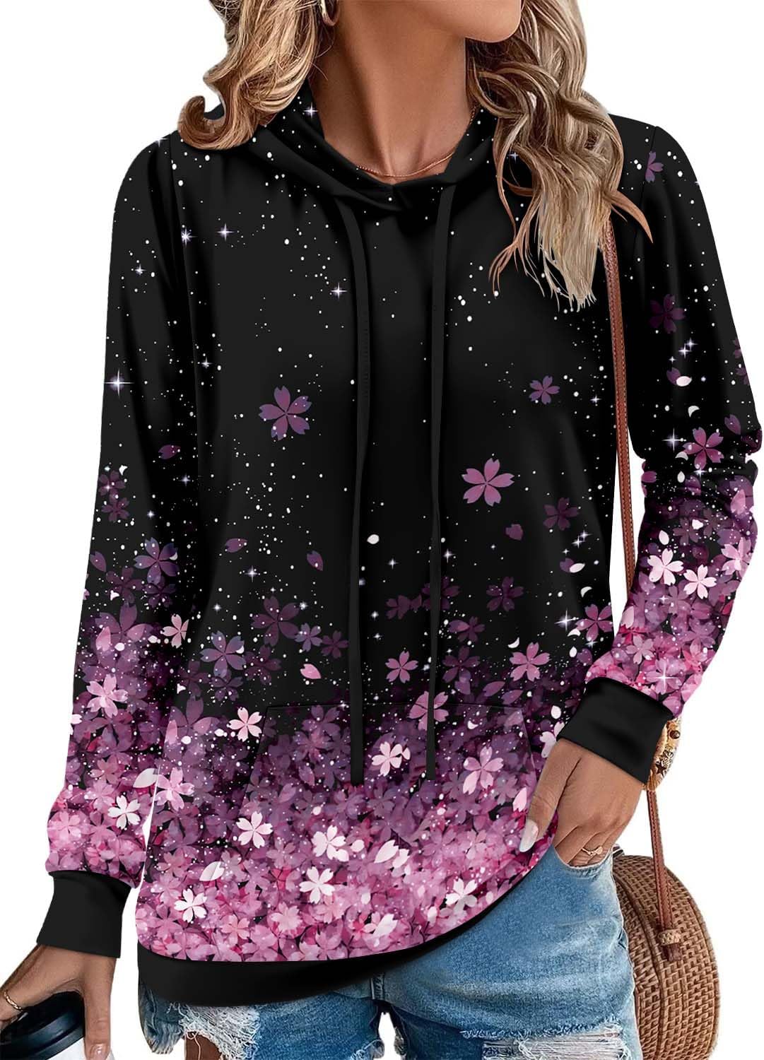 Angerella Hoodies for Women Camo Leopard Print Tops Pullover Hooded Sweatshirt Drawstring with Pocket