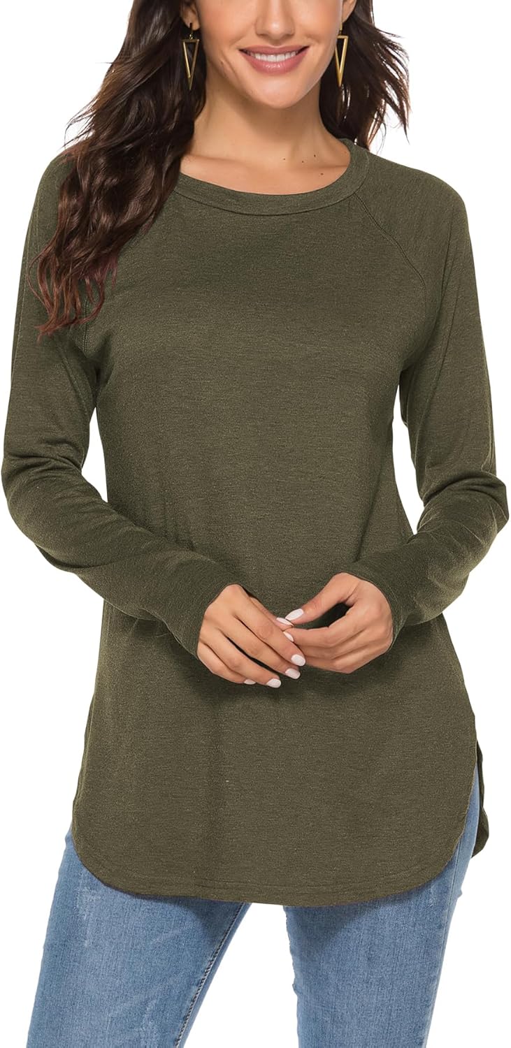 Newchoice Women's Casual Batwing Long Sleeve T Shirt Round Neck Basic Loose Tunic Tops