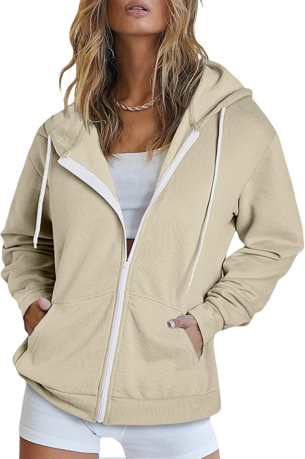 Dokotoo Women's Full Zip Up Hoodie Long Sleeve Hooded Sweatshirts Pockets Jacket Coat for Women