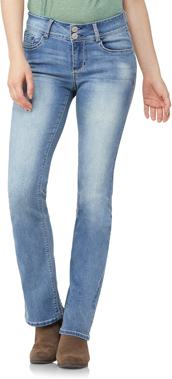 WallFlower Luscious Curvy Bootcut Jeans for Women, Mid-Rise Insta Stretch Denim, Size-Inclusive Juniors Jeans, Sizes 0 to 24