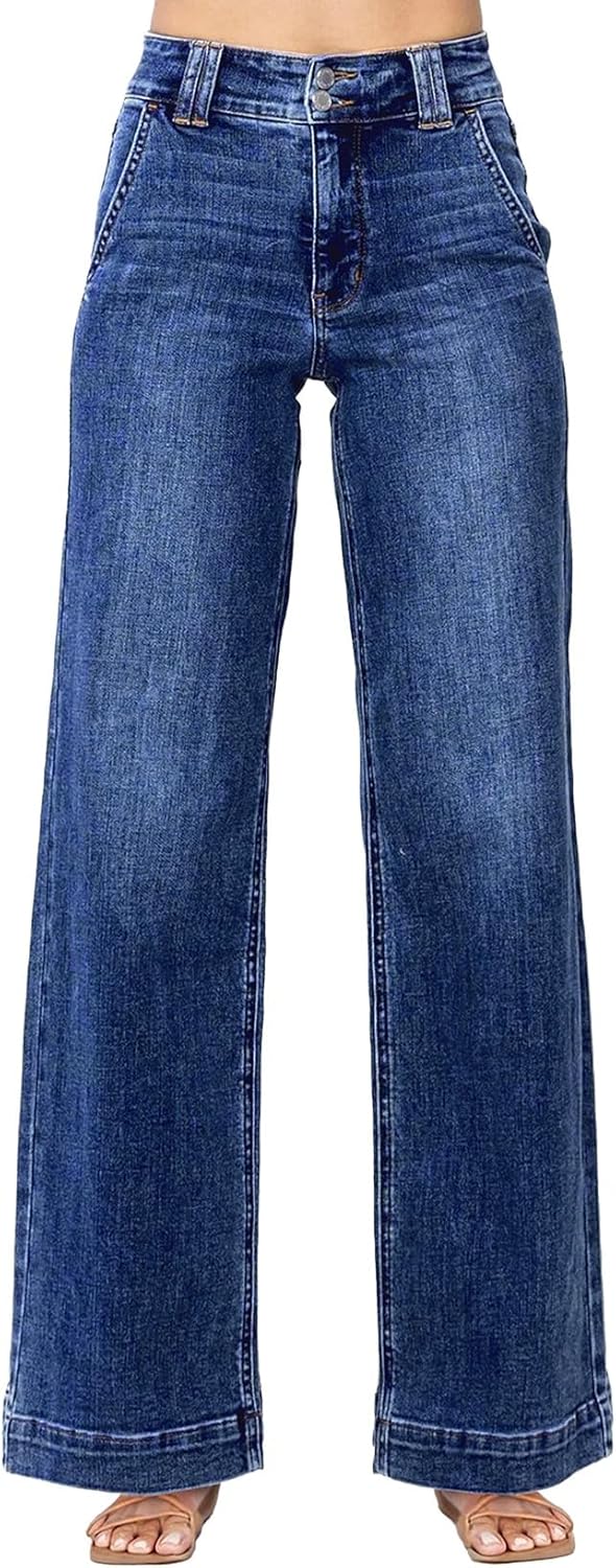 Astylish Jeans for Women Wide Leg High Waisted Stretchy Straight Leg Jean Baggy Trendy 2025 Denim Pants with Slanted Pockets