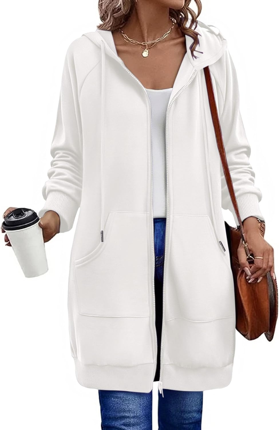 Zeagoo Women's Zip Up Hoodies Long Tunic Sweatshirts Long Sleeve Oversized Fleece Casual 2025 Fall Jacket Coat with Pocket