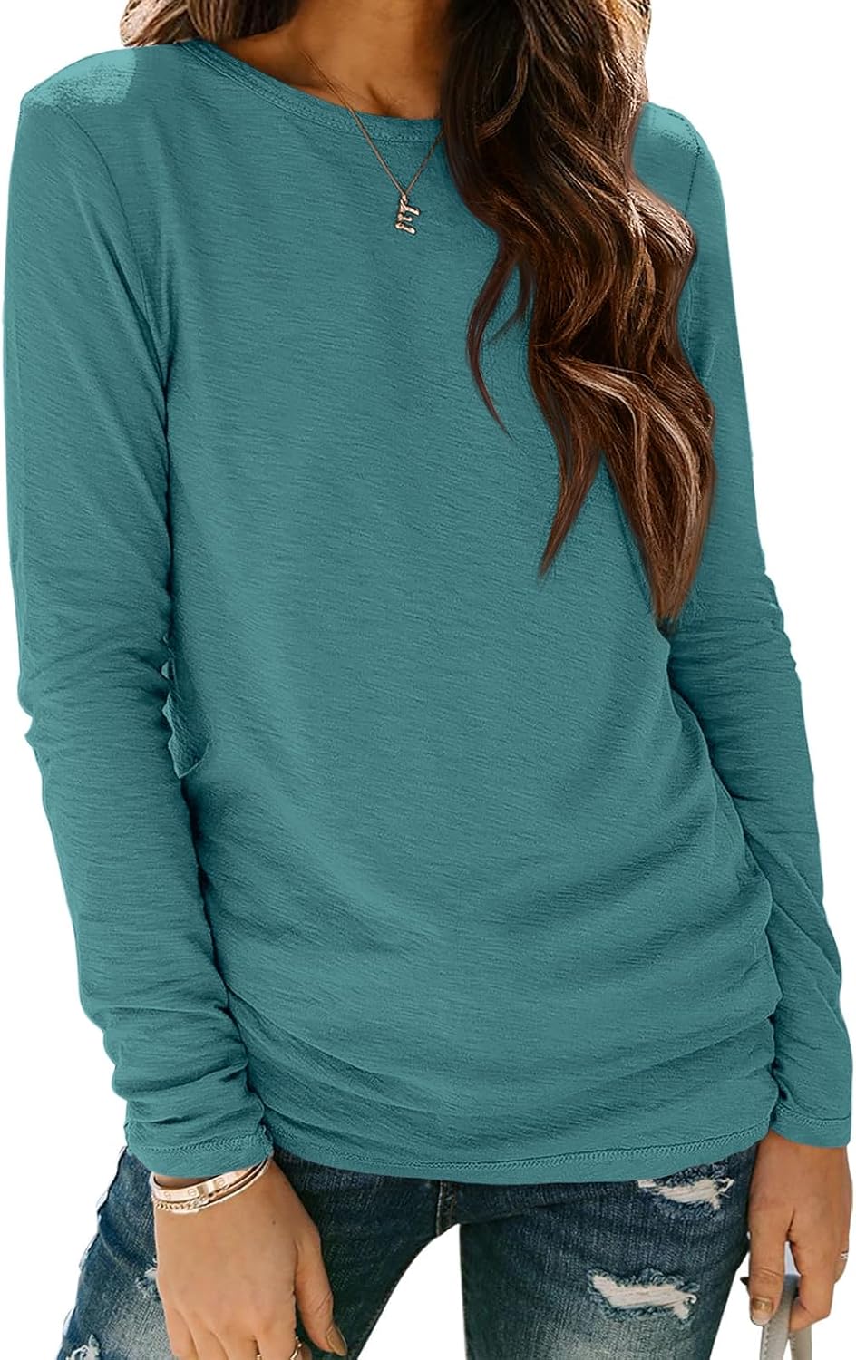 ATHMILE Womens Long Sleeve Shirts Basic Tee Fall Trendy Spring Top Business Casual Beach Vacation Workout 2025 Fashion