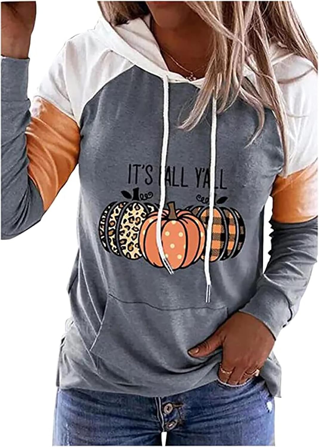 Susongeth It's Fall Y'all Hoodie for Women Thanksgiving Pumpkin Long Sleeve Shirt Fall Pullover Top