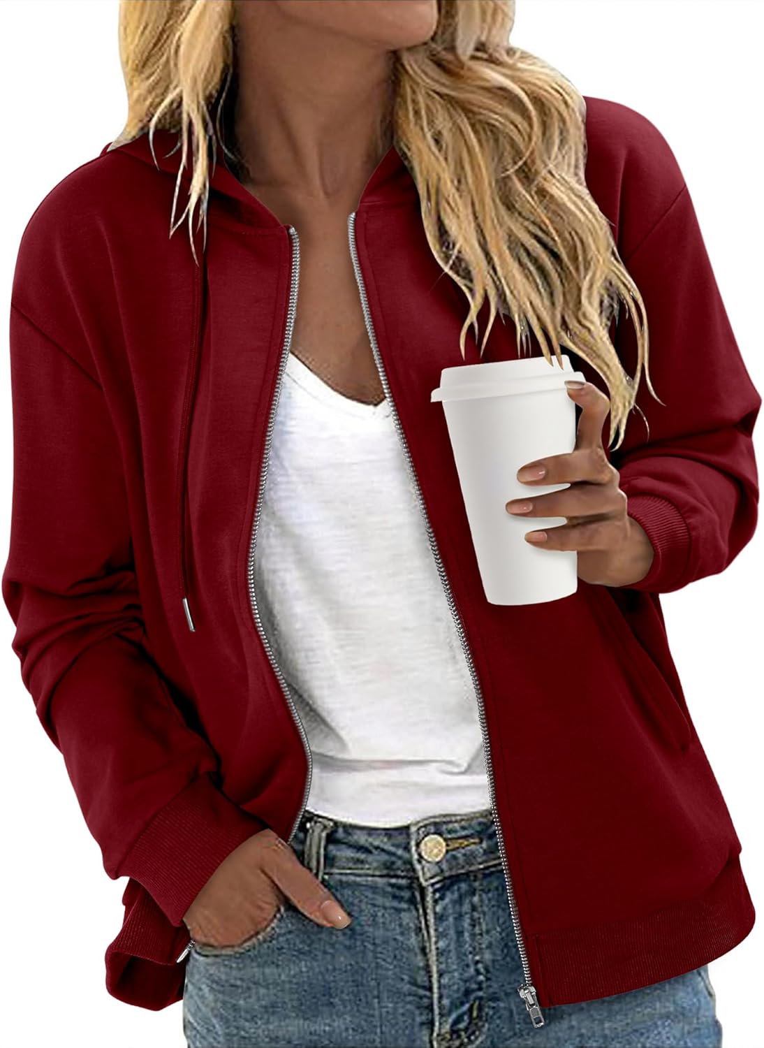 CRAZY GRID Women's Zip Up Jacket Casual Long Sleeve Sweatshirts Fall Coat Outerwear Windbreaker with Pockets S-XXL