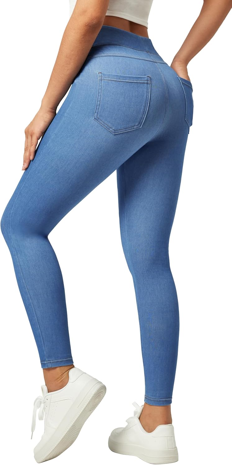 IUGA Stretchy Jeans for Women High Waist Jeggings Tummy Control Skinny Jeans Pull on Leggings with Pockets Trendy Casual