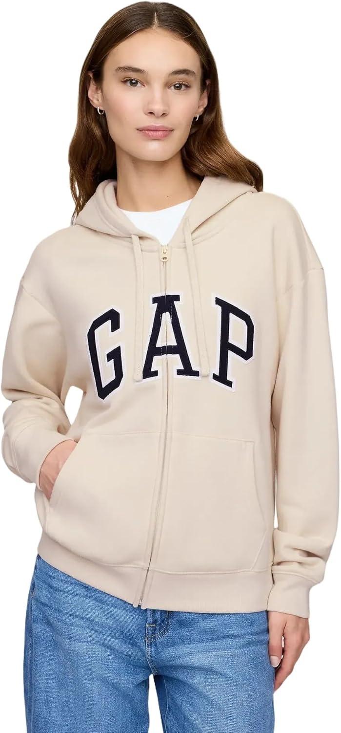 GAP womens Logo Hoodie Hooded Full Zip Sweatshirt