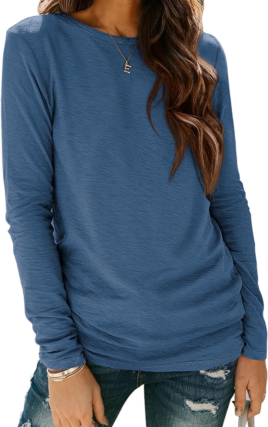 ATHMILE Womens Long Sleeve Shirts Basic Tee Fall Trendy Spring Top Business Casual Beach Vacation Workout 2025 Fashion