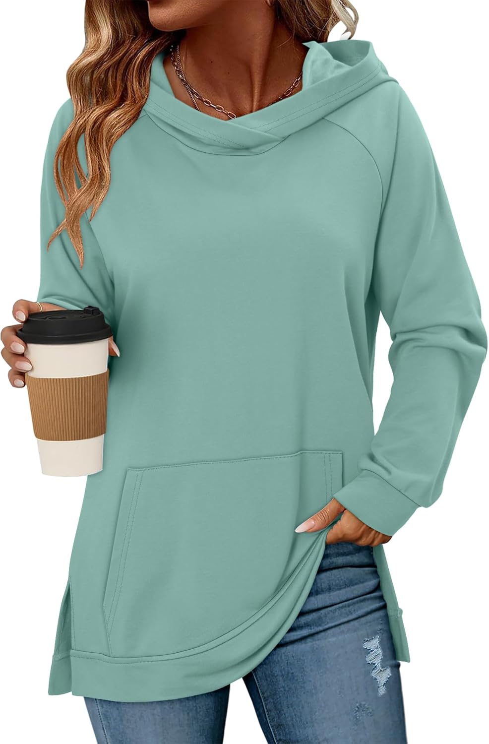 KISSMODA Womens Casual Hoodies Long Sleeve Sweatshirts Comfy Pullover Fleece Sweaters Winter Fall Outfits Fashion Clothes