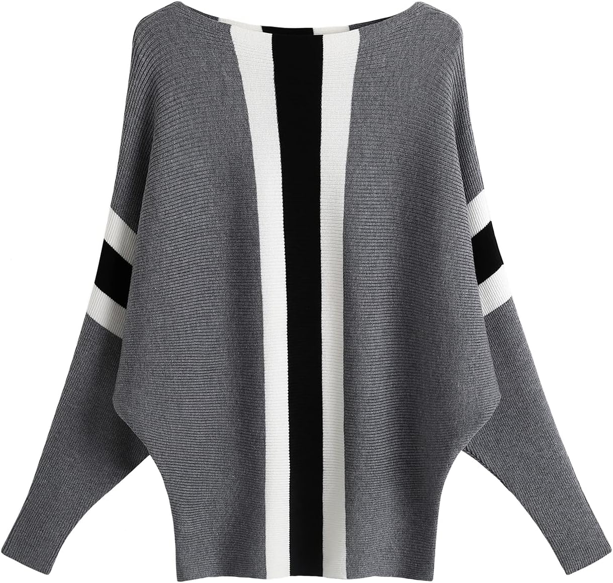 GABERLY Boat Neck Batwing Sleeves Dolman Knitted Sweaters and Pullovers Tops for Women