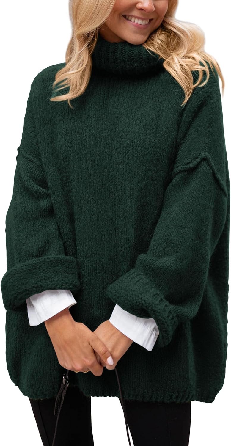 PRETTYGARDEN Oversized Sweaters for Women 2025 Chunky Turtleneck Sweater Fall Clothes Long Sleeve Tops Winter Clothing