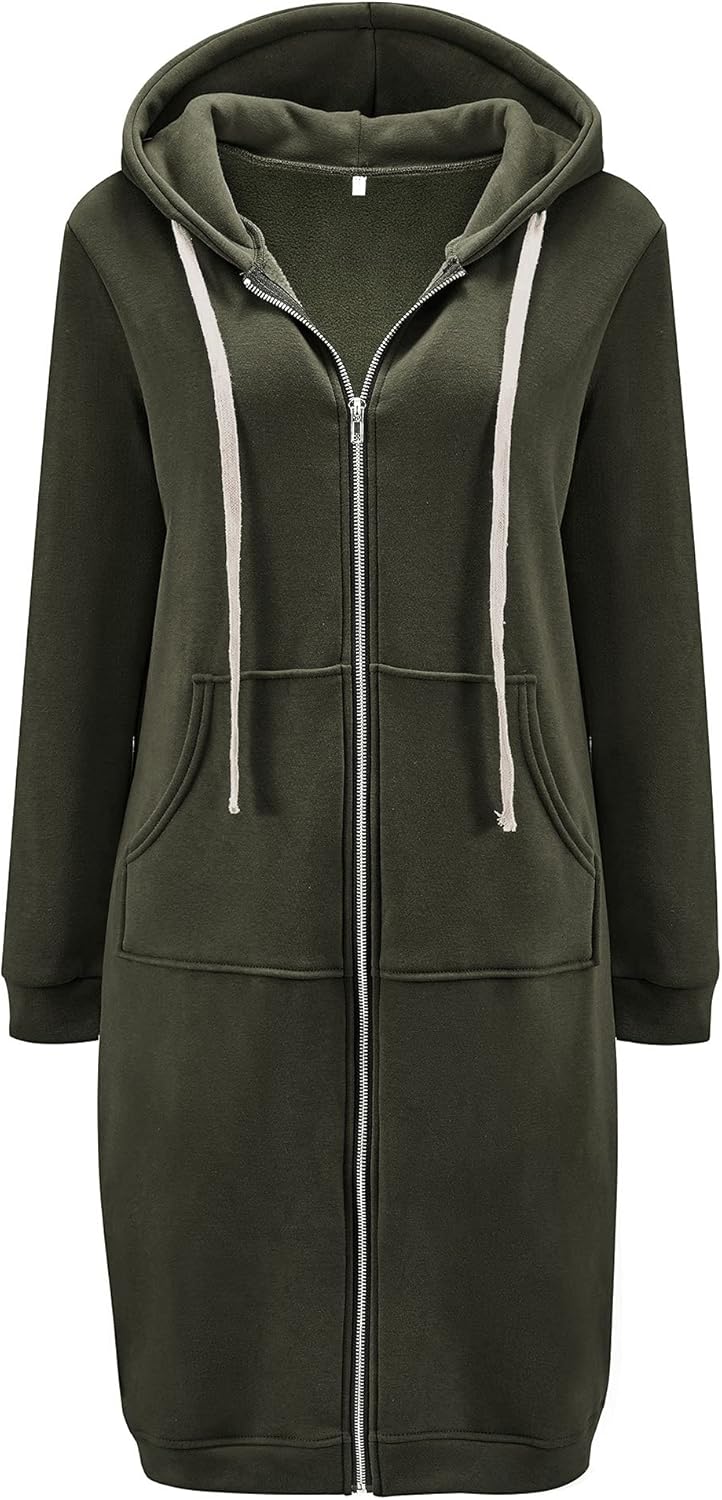 DUOYANGJIASHA Womens Hoodies 2025 Zip Up Sweatshirts Oversized Fashion Long Hooded Fall Winter Fleece Jackets with Pockets