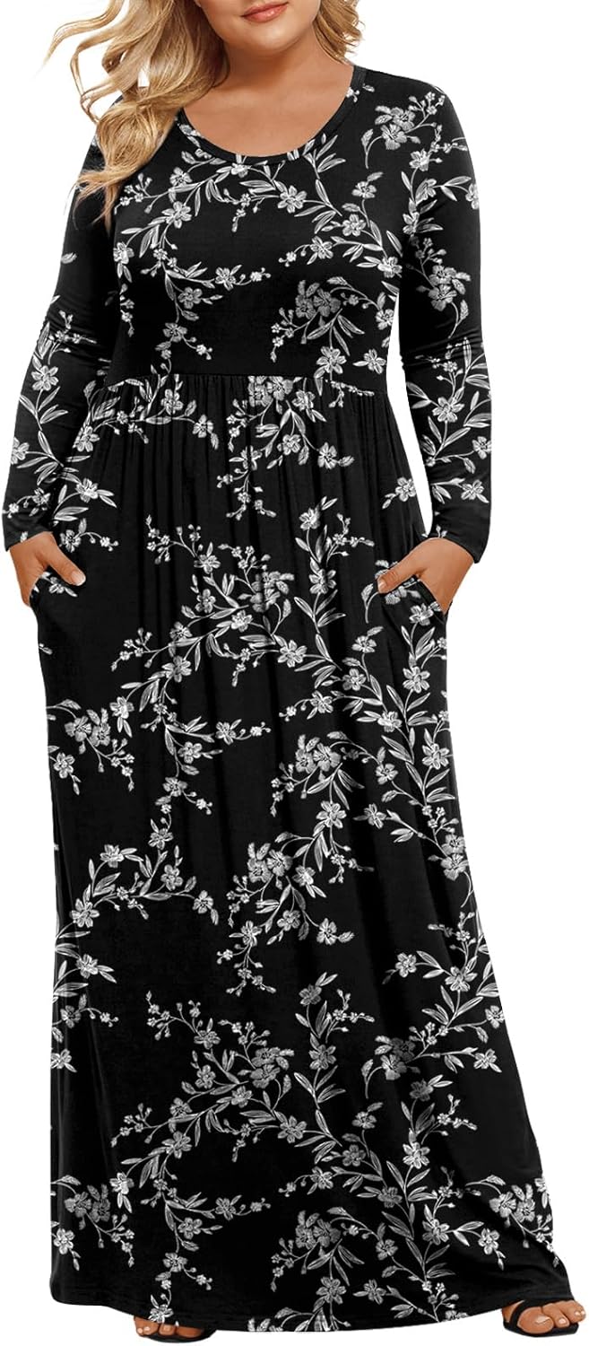 LONGYUAN Women's Plus Size Maxi Dresses for Curvy Women Casual Long Dress XL-6XL