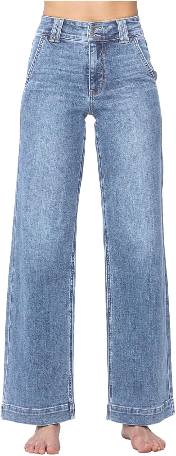 Astylish Jeans for Women Wide Leg High Waisted Stretchy Straight Leg Jean Baggy Trendy 2025 Denim Pants with Slanted Pockets