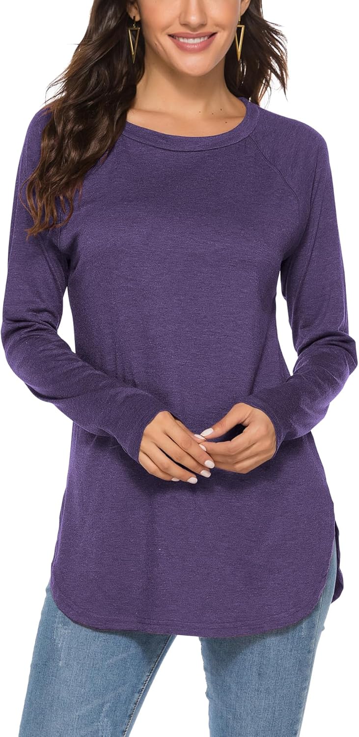Newchoice Women's Casual Batwing Long Sleeve T Shirt Round Neck Basic Loose Tunic Tops