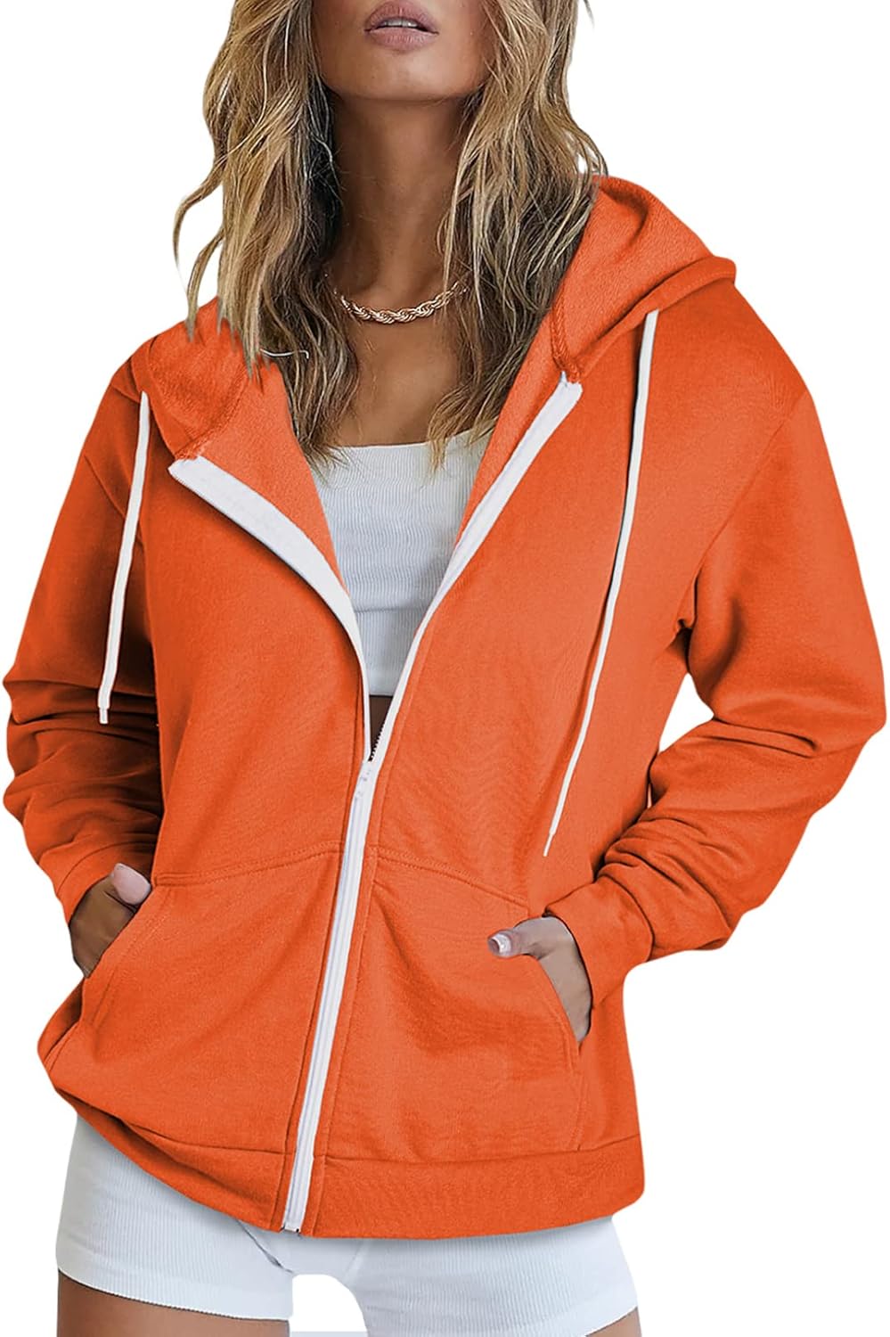 Dokotoo Women's Full Zip Up Hoodie Long Sleeve Hooded Sweatshirts Pockets Jacket Coat for Women
