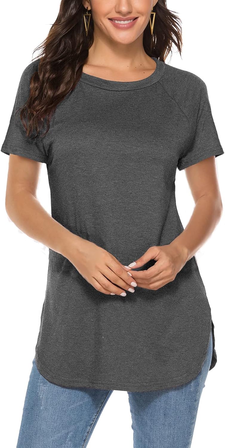 Newchoice Women's Casual Batwing Long Sleeve T Shirt Round Neck Basic Loose Tunic Tops