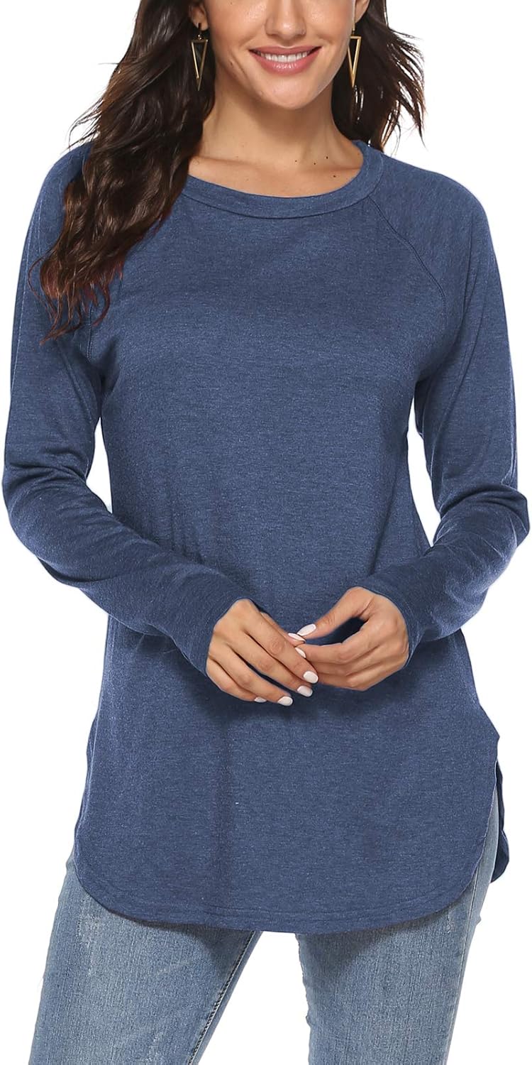 Newchoice Women's Casual Batwing Long Sleeve T Shirt Round Neck Basic Loose Tunic Tops